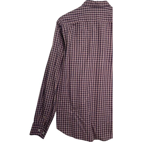 Theory Shirt Mens Medium Purple Plaid Button Up Zack Preppy Classic Casual - Picture 9 of 13